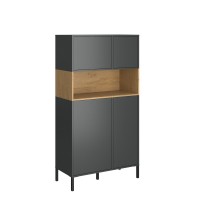 Ραφιέρα Beril Ανθρακί-Χρυσό Δρυς 90x42x170cm