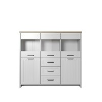 VERNE BAR 147.9x37.2x132.7cm Λευκό-Φυσικός Δρυς