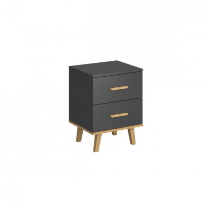 Κομοδίνο Pluton Ανθρακί-Χρυσό Δρυς 45.9x40x60.6cm