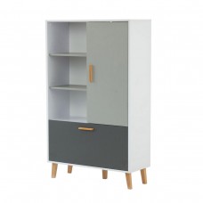 Ραφιέρα Timmy Λευκό-Γραφίτη-Γκρι 90x36x147cm