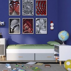 Κρεβάτι Timmy Λευκό-Γραφίτη-Γκρι με πάτωμα 90x200cm