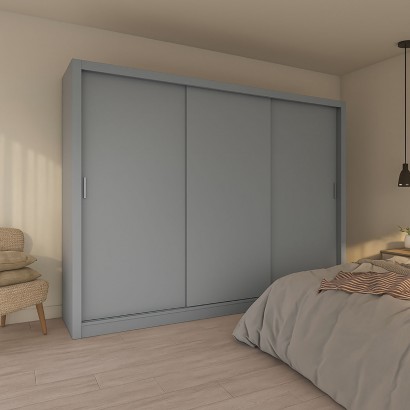 Ντουλάπα Grandio Γκρι 250x60x215cm