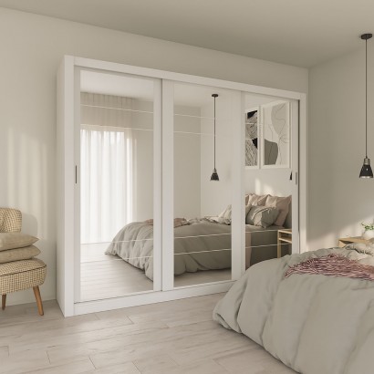 Ντουλάπα Grandio Λευκή με καθρέφτη 250x60x215cm Ντουλάπα Grandio Λευκή με καθρέφτη 250x60x215cm