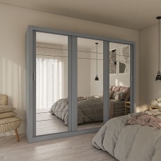 Ντουλάπα Grandio Γκρι με καθρέφτη 250x60x215cm