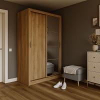 Ντουλάπα Linea Χρυσό Δρυς με καθρέφτη 120x60x215cm