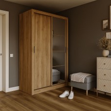 Ντουλάπα Linea Χρυσό Δρυς με καθρέφτη 120x60x215cm