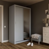Ντουλάπα Linea Γκρι με καθρέφτη 120x60x215cm Ντουλάπα Linea Γκρι με καθρέφτη 120x60x215cm