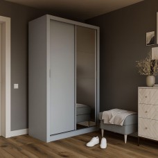 Ντουλάπα Linea Γκρι με καθρέφτη 120x60x215cm