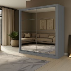 Ντουλάπα Reflex Γκρι με καθρέφτη 180x60x215cm