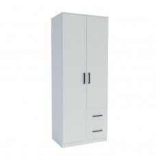 Ντουλάπα Δίφυλλη με συρτάρια Simple Λευκή 80x52x205cm