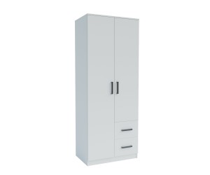 Ντουλάπα Δίφυλλη με συρτάρια Simple Λευκή 80x52x205cm Ντουλάπα Δίφυλλη με συρτάρια Simple Λευκή 80x52x205cm