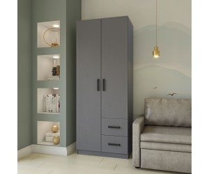 Ντουλάπα Δίφυλλη με συρτάρια Simple Γραφίτης 80x52x205cm Ντουλάπα Δίφυλλη με συρτάρια Simple Γραφίτης 80x52x205cm