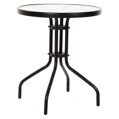 Τραπέζι Adam Μαύρο με Γυάλινη επιφάνεια Φ60x68cm
