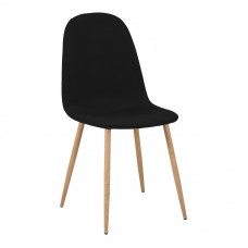 Καρέκλα Vela 43.5x52x89cm Μαυρη με Ξύλινα Πόδια