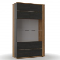 Βιτρίνα Δίφυλλη ADEL Καπνού (tobacco) με γκρί 95.1x39.6x167.5εκ