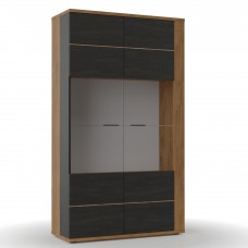 Βιτρίνα Δίφυλλη ADEL Καπνού (tobacco) με γκρί 95.1x39.6x167.5εκ