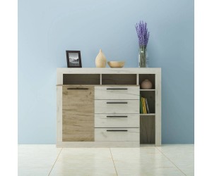 Μπουφές MILANA Λευκό-Γκρί Δρύς 140.2x46.5x107.3εκ Μπουφές MILANA Λευκό-Γκρί Δρύς 140.2x46.5x107.3εκ