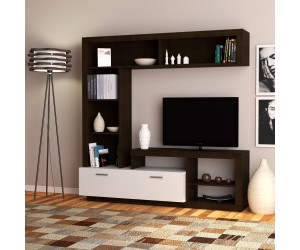 Σύνθεση Τηλεόρασης Floks 170x41x170εκ Wenge(σοκολά)-Λευκό