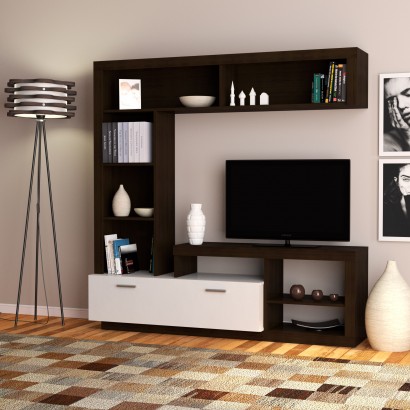 Σύνθεση Τηλεόρασης Floks 170x41x170εκ Wenge(σοκολά)-Λευκό Σύνθεση Τηλεόρασης Floks 170x41x170εκ Wenge(σοκολά)-Λευκό