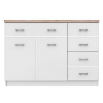 Μπουφές 120x33x85εκ Top Mix2D5S Λευκό-Sonoma μέ 5 Συρτάρια