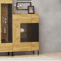 Βιτρίνα Santes Χρυσό Δρυς-Γραφίτης 90x42x134.50cm