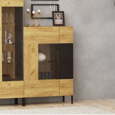 Βιτρίνα Santes Χρυσό Δρυς-Γραφίτης 90x42x134.50cm