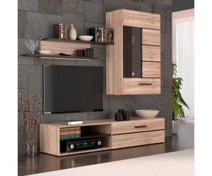 Σύνθεση Τηλεόρασης Solo 228x41x184cm Sonoma με Wenge και MDF καμπυλωτό τελείωμα Σύνθεση Τηλεόρασης Solo 228x41x184cm Sonoma με Wenge και MDF καμπυλωτό τελείωμα