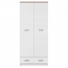 Ντουλάπα Δίφυλλη Top Mix Λευκή με Sonoma 80x57x183cm