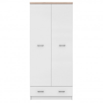 Ντουλάπα Δίφυλλη Top Mix Λευκή με Sonoma 80x57x183cm