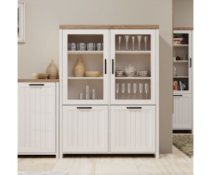 Bιτρίνα VERNE Δίφυλλη 114.8x37.2x153cm Λευκό-Φυσικός Δρυς Bιτρίνα VERNE Δίφυλλη 114.8x37.2x153cm Λευκό-Φυσικός Δρυς