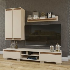 Σύνθεση τηλεόρασης Lilu Μπεζ-Σκούρο Δρυς 175x37x131cm Σύνθεση τηλεόρασης Lilu Μπεζ-Σκούρο Δρυς 175x37x131cm