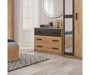 Συρταριέρα Viva Χρυσό Δρυς-Γραφίτη 90x39x75cm Συρταριέρα Viva Χρυσό Δρυς-Γραφίτη 90x39x75cm