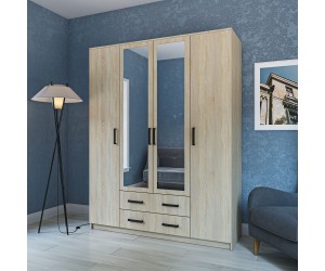 Ντουλάπα Τετράφυλλη Simple 4D2D Σονόμα 160x52x205cm Ντουλάπα Τετράφυλλη Simple 4D2D Σονόμα 160x52x205cm