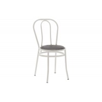 Καρέκλα WIEN από μέταλλο-τεχνόδερμα σε εκρού-μαύρο χρώμα 40x47x85