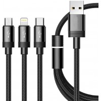 YK-Design 3A Charging Lightning Cable 3 in 1 - Μήκος 1.2μ