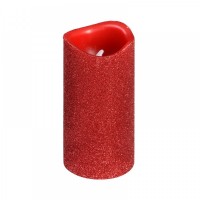 Ρεαλιστικό επιτραπέζιο κερί με λαμπτήρα LED glitter - red