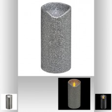 Ρεαλιστικό επιτραπέζιο κερί με λαμπτήρα LED glitter - silver