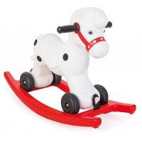 Musical rocking and running horse white-red