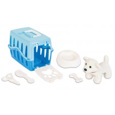 Cuddle dog with Grooming Set - incl. Travel Basket Blue
