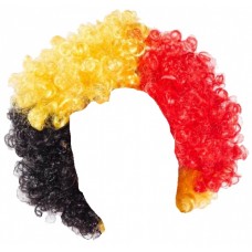 Tricolore Belgium World Cup supporter wig black-yellow-red