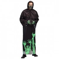 Glowing Reaper Costume Men's Black-Green Size 58-60