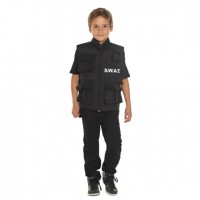 Swat Officer Bulletproof Vest Junior 5 - 10 Years Black One Size