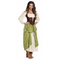 Peasant Girl Costume Ladies Green-Brown Size 40-42