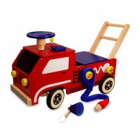 Walk-push cart fire department junior red-blue