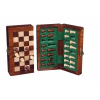 chess set folding wood 12.5 cm brown-natural