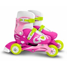 Inline Skates Adjustable Pink-White Size 27-30