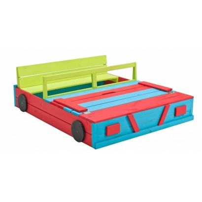 Auto sandbox 120 x 100 x 20 cm wood blue-green-red