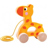 Giraffe Wooden Pulling Figure 18 months Yellow-Orange