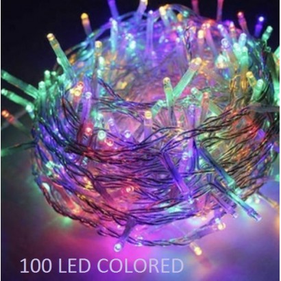 100 Χριστουγεννιάτικα φωτάκια LED σε διάφανο καλώδιο πολύχρωμα 17271-32