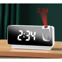 Ρολόι προβολής ώρας LED με επιφάνεια καθρέφτη λευκό S282A